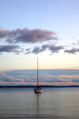 Sailing boat and beautiful Adriatic sea landscape in Croatia.