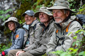 Fototapeta premium Group of Men Sitting Next to Each Other