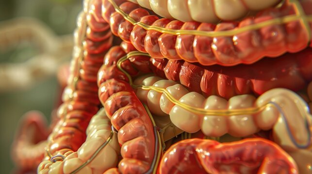 Precision-labeled intestine, featuring duodenum to ileum in high-res, perfect for textbooks