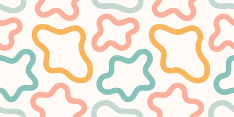 Abstract blob shape lines seamless pattern. Summer party gender neutral trendy pastel cow or giraffe spots background.
