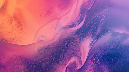 Abstract poster design with noise texture and purple, orange, blue, and pink gradient background...