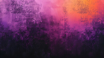 Abstract purple, pink, orange, black, and white gradient background with a grainy appearance; dark...