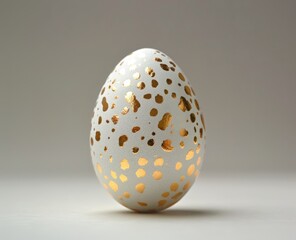 white egg with gold spots.