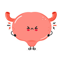 Cute angry Bladder organ character. Vector hand drawn cartoon kawaii character illustration icon. Isolated on white background. Sad Bladder organ character concept