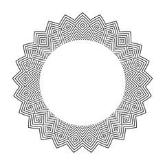 Abstract Geometric Radial Circle Pattern for Decorative Round Frame.