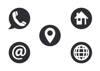 simple classic contact us icons phone web address location email icon set vector transparent background