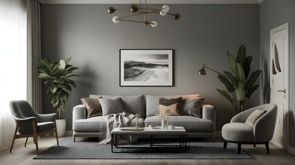 Empty painted wall.Living room furniture and blank background.Bedroom interior trend 2024 year Modern luxury apricot room interior home designs. living room designs.Home decor trend. 3d render