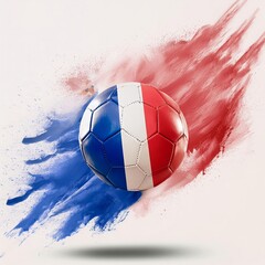 france flag paint lon football ball on isolated background , generated by AI