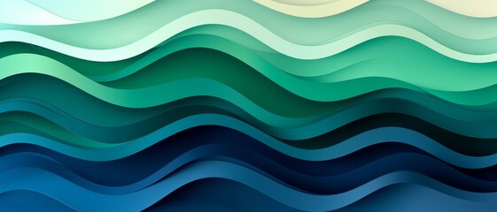 Fototapeta premium Green and blue wave patterns representing sustainability, perfect for eco-friendly and organic themes,