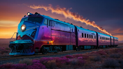 Obraz premium Artistic concept painting of a beautiful train, background illustration. 