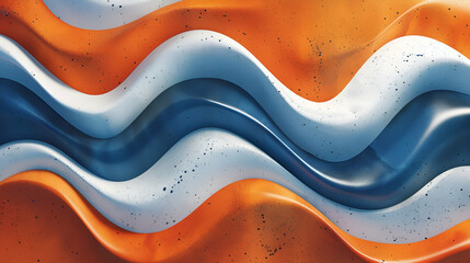 Bright colours cascade orange, blue, and white abstract wave music cover banner design with a...