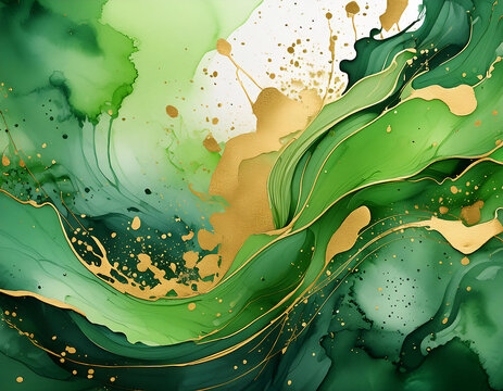 abstract watercolor green gold textured background water wash backdrop wallpaper
