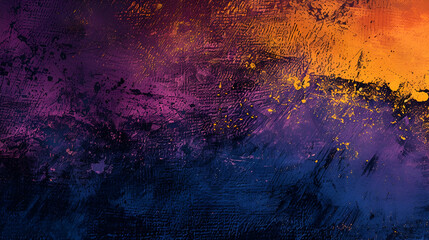 Dark blue, purple, orange, and black large banner design with an abstract header poster and...