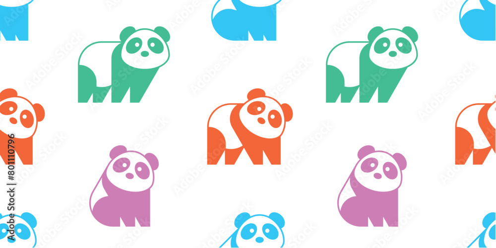 Poster seamless pattern with pandas. isolated on white background