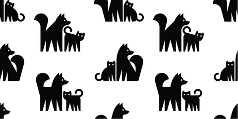 Seamless pattern with Dogs and Cats. isolated on white background