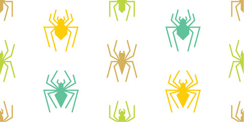 Seamless pattern with Spiders. isolated on white background