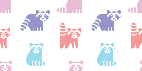 Seamless pattern with Raccoons. isolated on white background