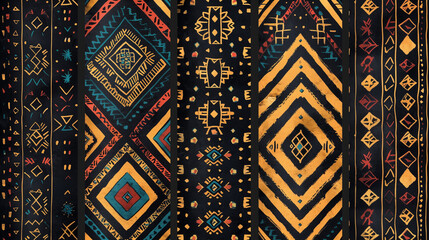 Primitive Tribal Patterns: Seamless Geometric Designs. Generative AI.