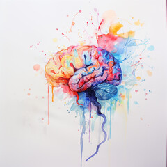 水彩で描いた脳
