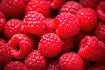 Close-up of fresh ripe raspberries. Food background.
