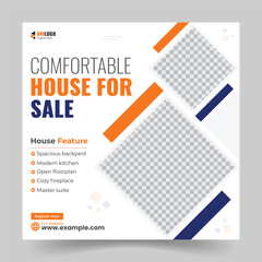 Real estate house sale social media post or square web banner. Business social media post.