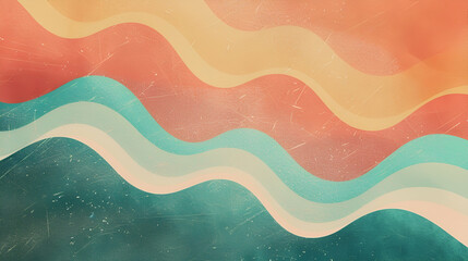Summer poster design with a retro grainy gradient background noise texture effect. Abstract wave...