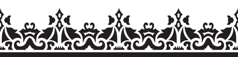 Ethnic seamless border pattern. Ornament vector illustration. Classic ornate element. Baroque floral vintage style. Decorative border design for frame, textile, fabric, clothing, carpet, curtain, rug.