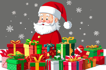 Fototapeta na wymiar Christmas Santa Claus illustration given presents