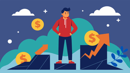 Fototapeta premium An individual confidently navigating a challenging financial setback demonstrating resilience and a strong understanding of their financial