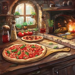 pizza in the kitchen