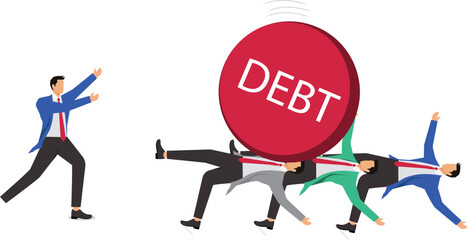 The foreman pushed out the iron ball and knocked down a row of businessmen