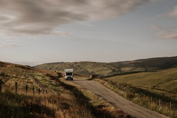 Obraz premium Scenic route background, farmlands in Scotland