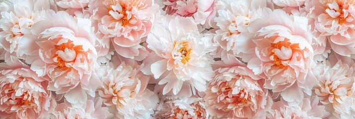 Peonies burst forth in a lavish display of blush and cream, their opulent petals symbolizing prosperity and romance, background concept