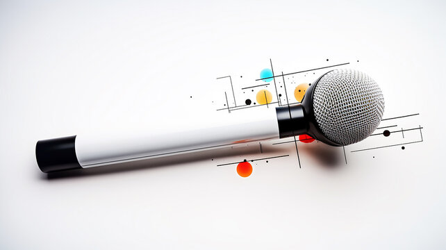 Microphone on a white background, an image of a mic in a geometric style