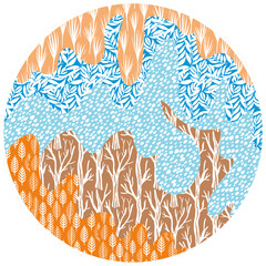 Abstract Fusion: Vibrant Round Composition