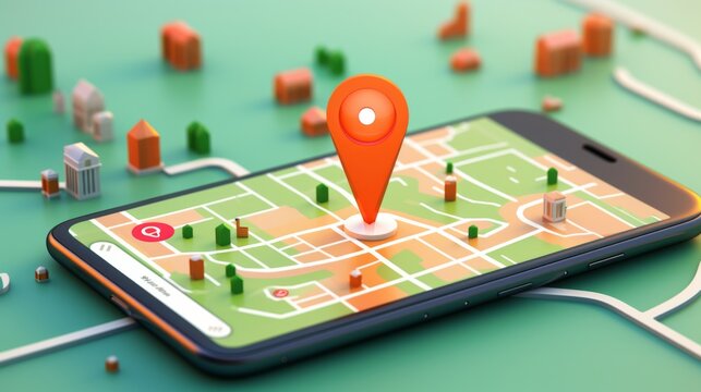 Concept of geofencing,&nbsp;featuring a digital map with virtual boundaries,&nbsp;a location pin,&nbsp;and a mobile device showcasing a geofencing app