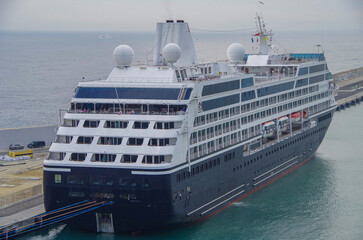 Luxury cruiseship cruise ship liner Quest Journey Pursuit Onward in Civitavecchia port, Rome...