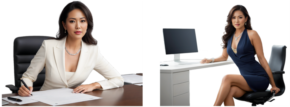 Geschäftsfrau Schreibtisch asiatisch 1