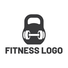 Fitness club logo with kettlebell on white, vector illustration template