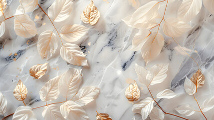 white folliage By goldnetz marble background. Generative AI.
