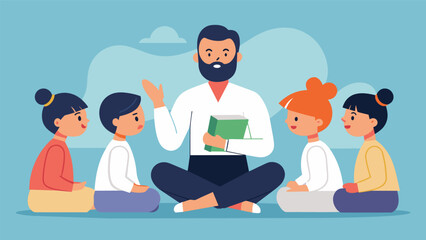 Fototapeta premium A martial arts instructor leading a group of students in a discussion about mental preparation and visualization techniques.