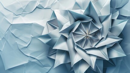 Abstract Origami Art with Silver Background Origami Template 