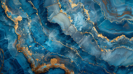 abstract background blue marble agate granite , Abstract Background, Faux Stone Texture, Agate with Blue and Gold Veins marble background. Generative AI.