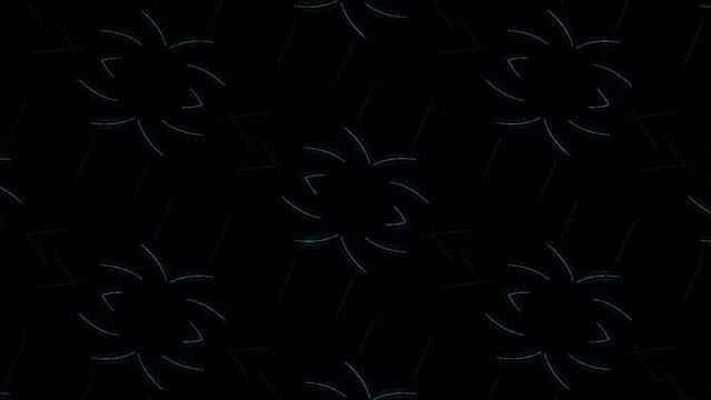 abstract lines colorful dots light shining round shape in center, black background	