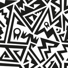 Obraz premium Ethnic African black geometric seamless pattern