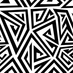 Black and white spiral. Seamless pattern