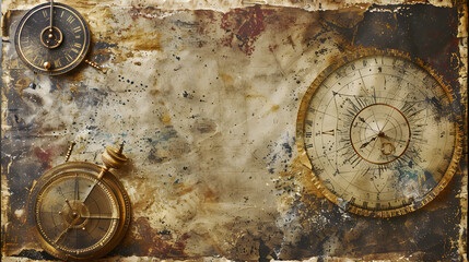 Ancient astronomical instruments on vintage paper background. Abstract old conceptual background. Generative AI.