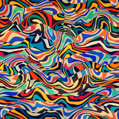 Mosaic coloured waves seamless pattern
