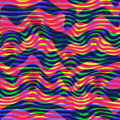 Neon waves seamless pattern