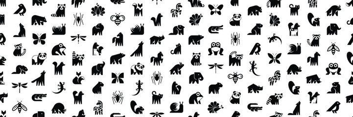 Seamless pattern with Animals logos. Animal logo set. Icon design  © Nataliia